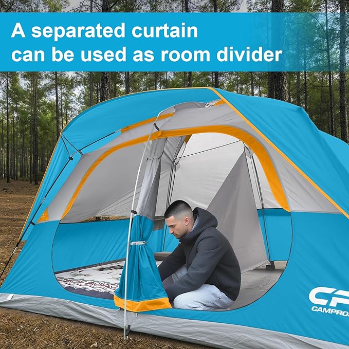CAMPROS CP Tent 8 Person Camping Tents, Waterproof Windproof Family Tent with Top Rainfly, Large
