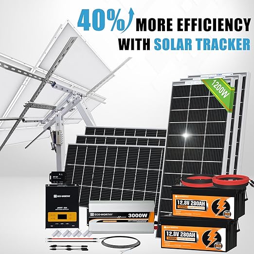 [Ultra] ECO-WORTHY 1200W 24V 5.52KWH Lithium Battery Solar System Off Grid:6pcs 195W Solar