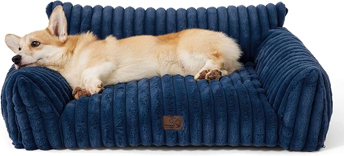 Bedsure Cute Dog Couch for Pets - Fluffy Dog Sofa with Premium Soft Corduroy Fleece, Pet Couch Bed