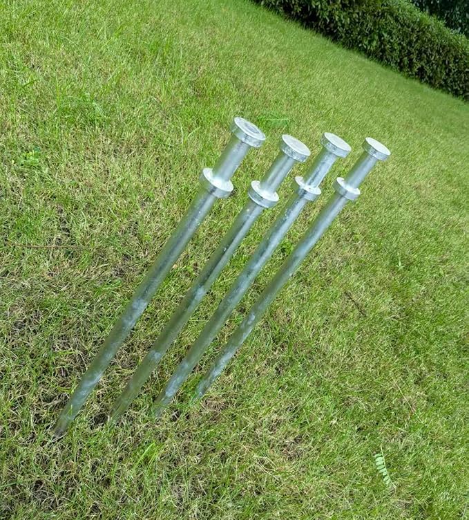 Double Head Tent Stakes - Heavy Duty 1045 Steel Heat-Treated Ground Spikes, Forged Geometric Sharp