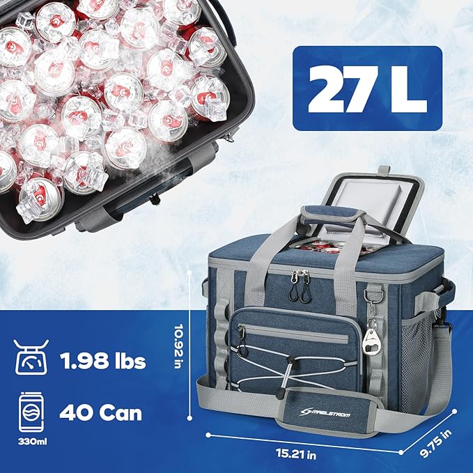 Maelstrom Soft Sided Cooler Bag, 30/40 Can Collapsible Insulated Ice Chest, Large Leakproof Camping