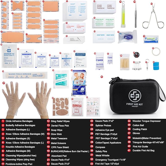 Premium First Aid Kit, 320 Piece Waterproof Hard Shell Eva First Aid Kit for Home, Camping, Cars