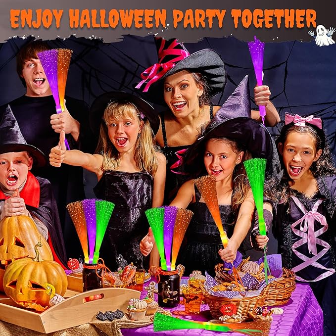 Halloween Glow Sticks Toys Gifts for Kids-6 Pack, Light Up Fiber Optic Wand for Toddlers, Fun