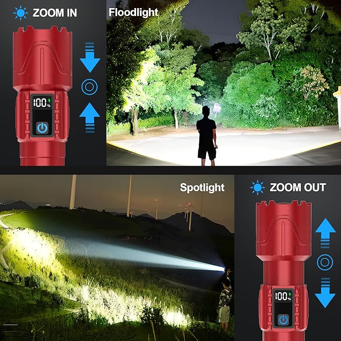 Rechargeable Flashlights High Lumens - Super Bright LED Tactical Flash Light, Powerful Waterproof