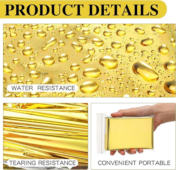 Macarrie 100 Pack Emergency Thermal Blankets Silver Foil Survival Blanket Space Blanket Survival