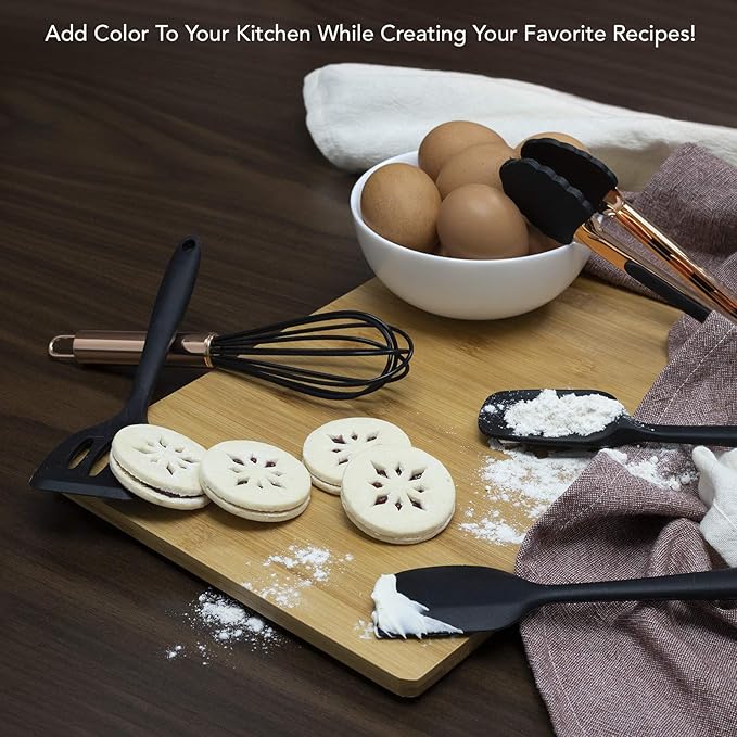 COOK WITH COLOR Silicone Cooking Utensils, Kitchen Utensil Set, Easy to Clean Silicone Kitchen
