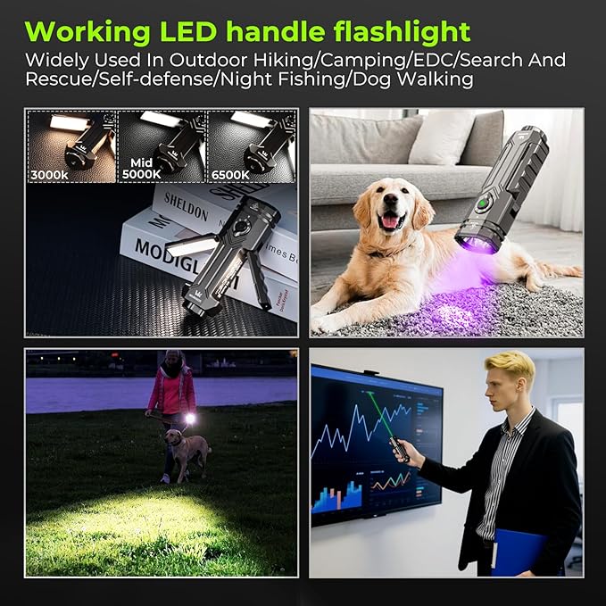 Wurkkos HD02 Flat LED Flashlight, Magnetic Deformation, 3200 Lumens, 5000 mAh Rechargeable