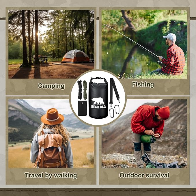 1 Set Bear Food Bag for Camping Ultralight Food Hanging System Includes Waterproof Bear Bag, Nylon