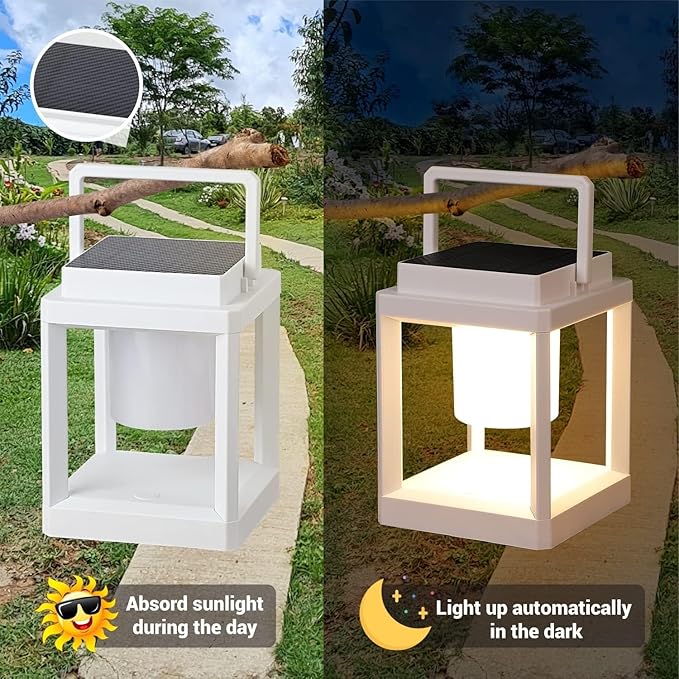 Outdoor Table Lamp, Led Lamps for Nightstand, Solar Lanterns Outdoor Hanging for Patio Waterproof