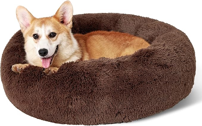 Bedsure Calming Dog Bed for Medium Dogs - Donut Washable Medium Pet Bed, 30 inches Anti-Slip Round