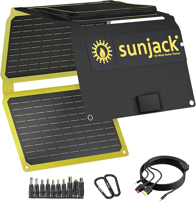 SunJack ??40 Watt Foldable Solar Panel, ETFE Waterproof Portable Solar Panel with Kickstands, USB-C