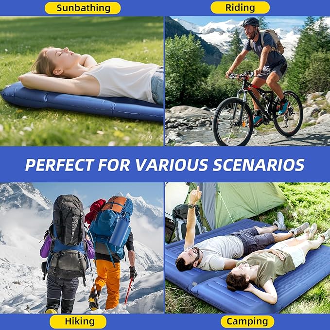 32.68" Extra Wide Sleeping Pad for Camping, Camping Mattress with Pillow, Inflatable Sleeping Pads