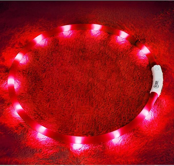 LED Dog Collar,USB Rechargeable Glowing Dog Collars, Light Up Collar Improved Pet Safety