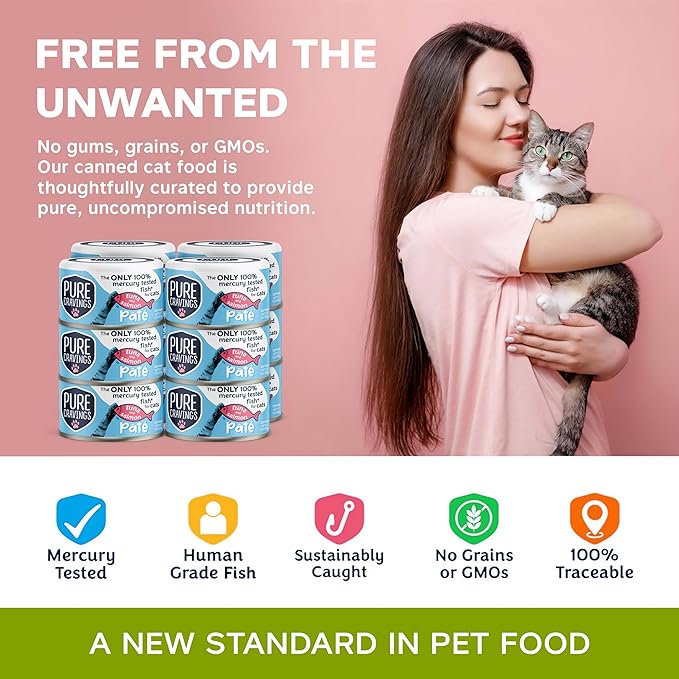 Pure Cravings Tuna and Salmon Pate, Canned Wet Cat Food, 100% Mercury-Tested, Moist Can Fish