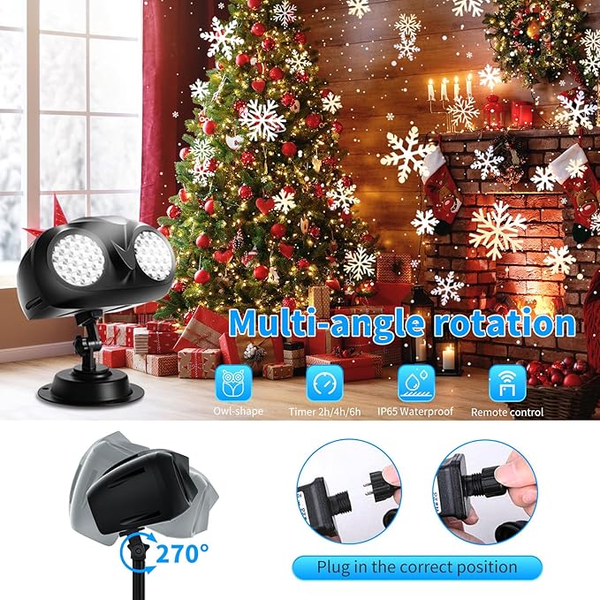 MILPROX Christmas Snowfall Projector Lights, Updated Double-tube Snowflake Projector Lamp, Larger