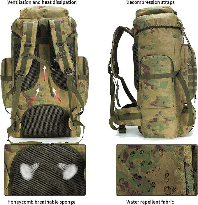 Hiking Backpack for Men 70L/100L Camping Backpack Military Rucksack Molle 3 Days Assault Pack for