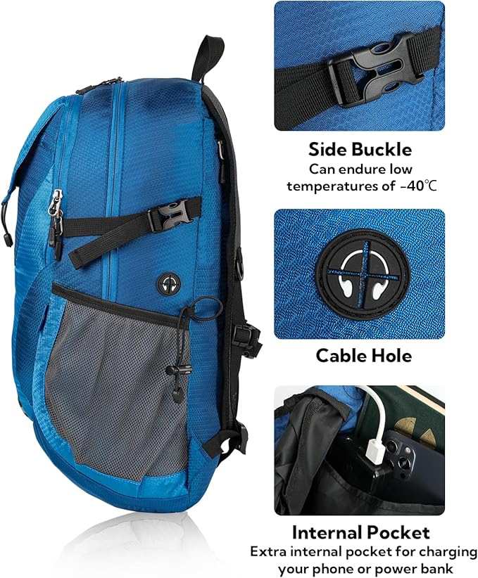 WATERFLY Lightweight Packable Hiking Backpack: 30L Foldable Travel Daypack Ultralight Camping Day