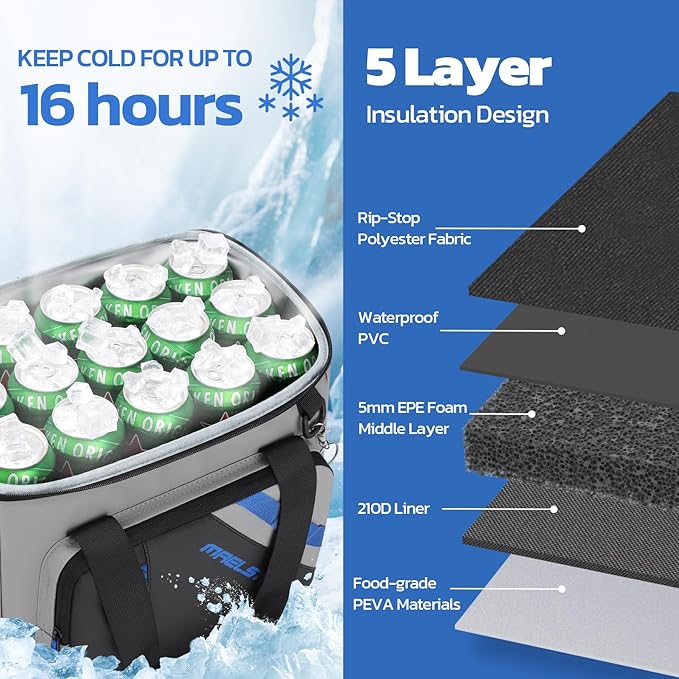 Maelstrom Cooler Bag, 30 Cans Beach Cooler, Large Leakproof Insulated Soft Cooler with Bottle