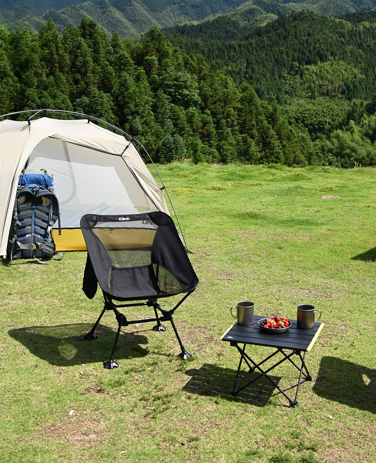 iClimb Ultralight Compact Camping Folding Table (Black - S)