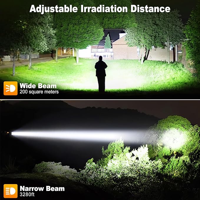 Rechargeable Flashlights 90000 High Lumen, 10000 ɱAh ?ATTERY LED Flashlight with Cob-Light for