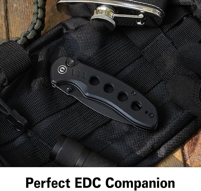 CIVIVI Triptych Folding Pocket Knife, 2.97" 14C28N Blade G10 Handle with Reversible Clip, Button