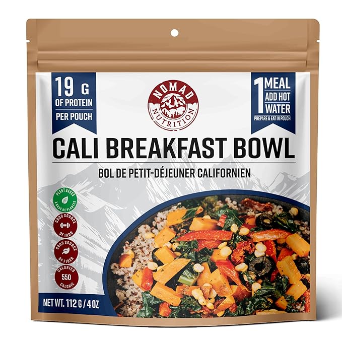 Nomad Nutrition Cali Breakfast Bowl | Instant Freeze Dried Backpacking & Camping Food |