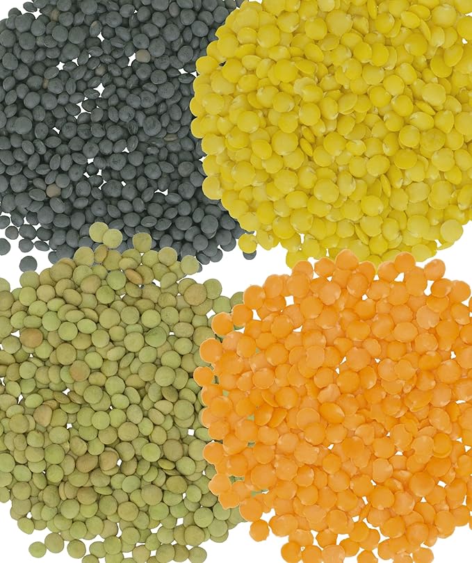 Clear Creek 100 LB Lentil Bundle: Beluga Lentils, Gold Lentils, Green Lentils, Red Lentils in 25 LB