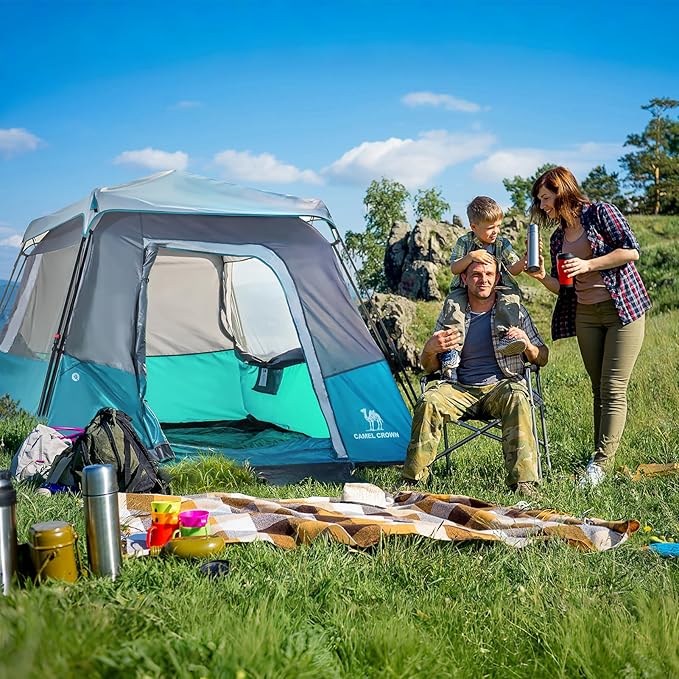 Camping Tents 4/6 Person Pop Up Instant Tent - Setup in 60s for Family Camping, Windproof Design