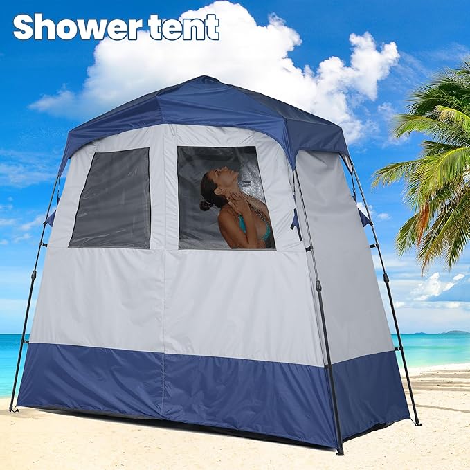 Camping Shower Tent Deluxe Changing Room Easy Set Up Privacy Shelter,Large Toilet Tent with Floor
