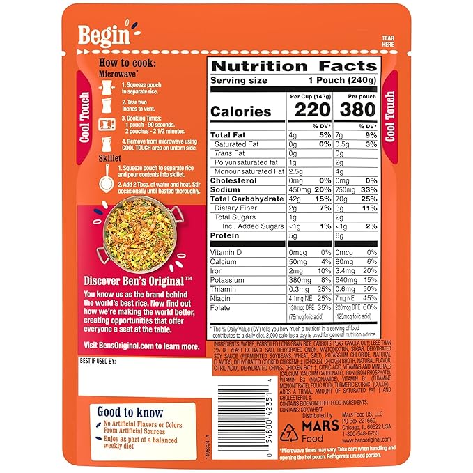 BEN'S ORIGINAL Ready Rice Fried Flavored Rice, Easy Dinner Side, 8.5 oz Pouch (Pack of 12)