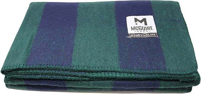 M MCGUIRE GEAR Warm Wool Bunkhouse Plaid Blanket for Camping, Home, Survival, or First Aid, 64" x