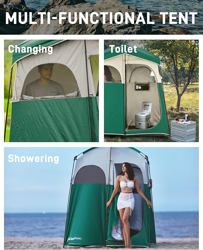 KingCamp Shower Tent, Portable Privacy Tent Outdoor Camping 1/2 Room Toilet Tents with Shower Bag &