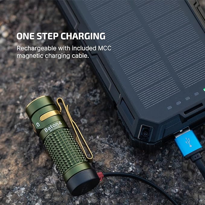 OLIGHT Baton4 Rechargeable EDC Flashlight, LED Pocket Light 1300 Lumens with Magnetic Charging