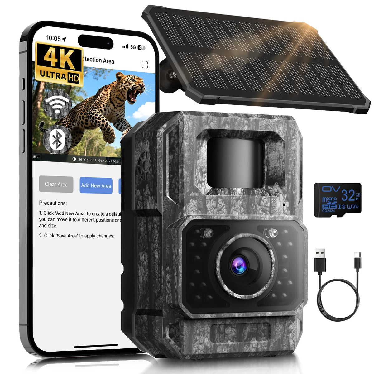 MAXDONE Trail Camera - 4K, 64MP, Solar, WiFi, Bluetooth - product view 1