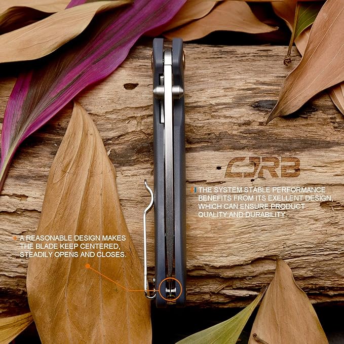 CJRB Folding Knife Feldspar Pocket Folding Knife Stonewash D2 Steel Blade G10 Tactical Handle EDC