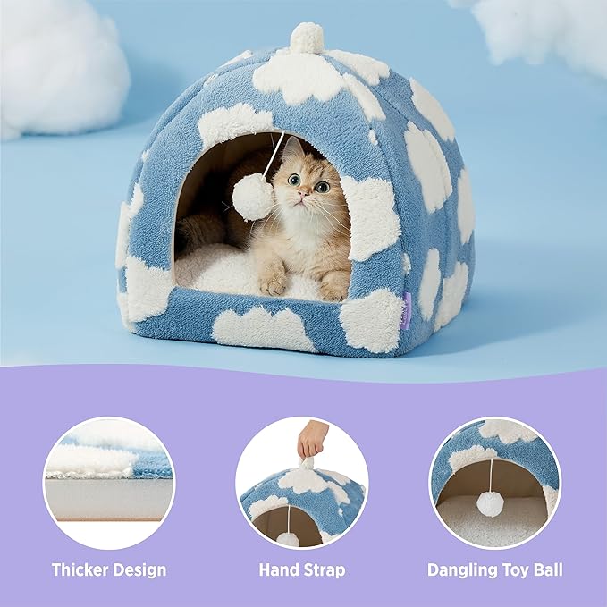 Lesure Cute Cat Beds for Indoor Cats - 2 in 1 Cat Cave Bed for Kittens and Small Pets with