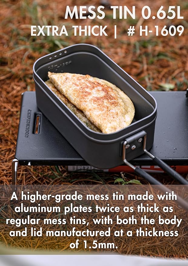 CAMPINGMOON Mess Tin 0.65L Aluminium Camping Cookware Extreme Thick Gray H-1609