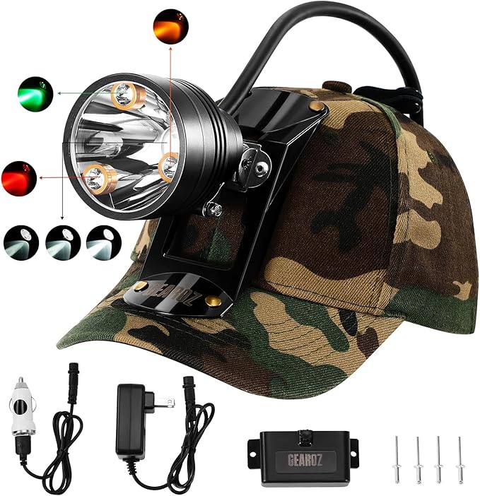 Coon Hunting Lights Headlamp for Coyotes Hog Predators, 10W Rechargeable & IPX5 Waterproof, 6