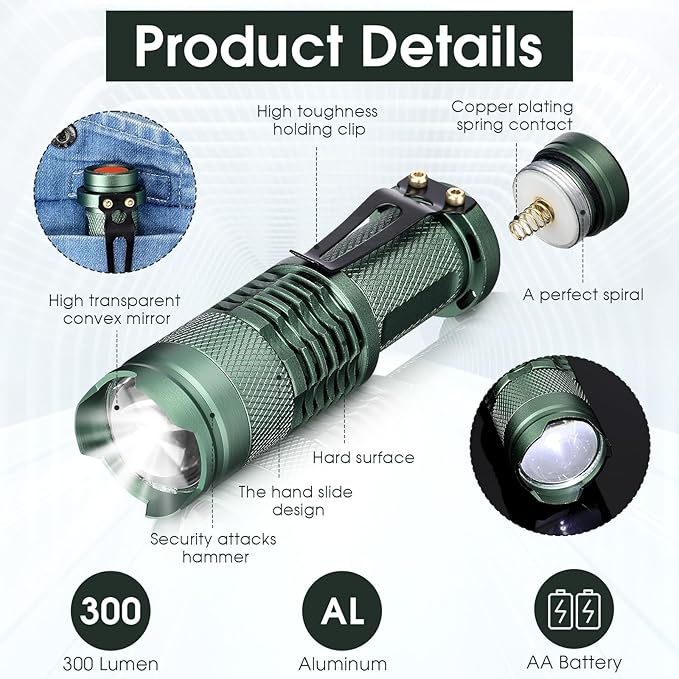 Fumete 20 Pieces LED Flashlight Mini 3 Mode Tactical Torch Small Water Resistant Pocket Flash Light
