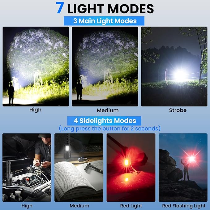 Rechargeable LED Flashlights High Lumens, 99,000 Lumen Super Bright Flashlight with 7 Modes &