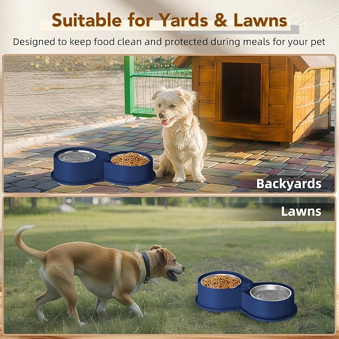 Stainless Steel Dog Bowl Set, 304 Metal Dual Food & Water Bowls for Dogs & Cats, Large Capacity Pet