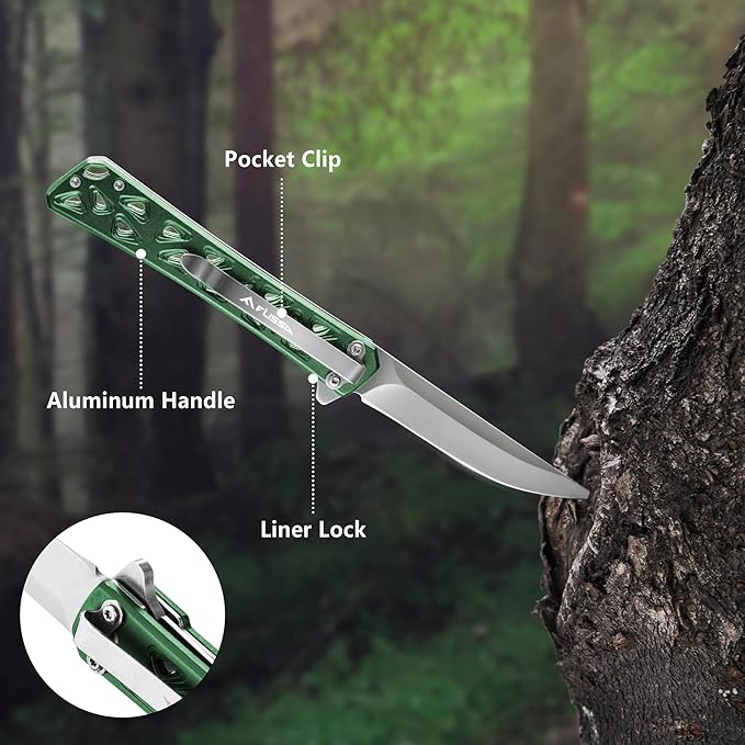 FLISSA Folding Knife, 4.5" Folding Pocket Knife, Hollow-out Design Handle, Tactical Pocket Knife