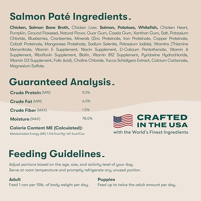 Jinx Premium Wet Dog Food Cans, Variety Pack - Salmon & Chicken Pate - Grain-Free Canned Dog Food