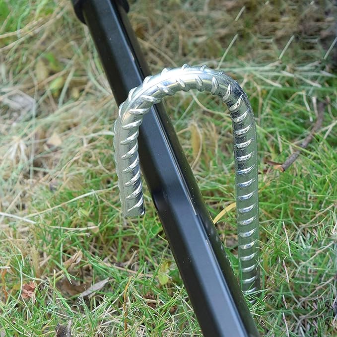 Rebar Stakes 12 Inch, 55 Pack Galvanized Metal Tent Stakes Heavy Duty Ground Stakes, J Hook Steel