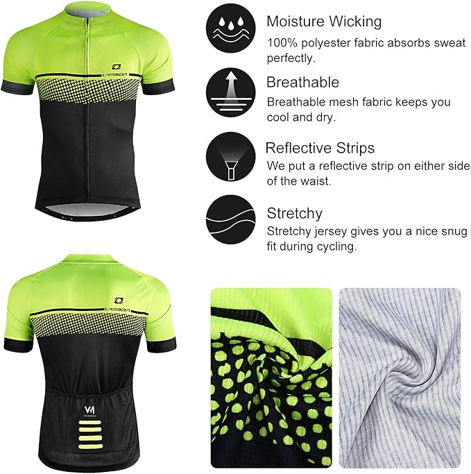 LAMEDA Men's Cycling Jersey Breathable Lightweight Bike Jersey Short Sleeve Quick Dry Moisture