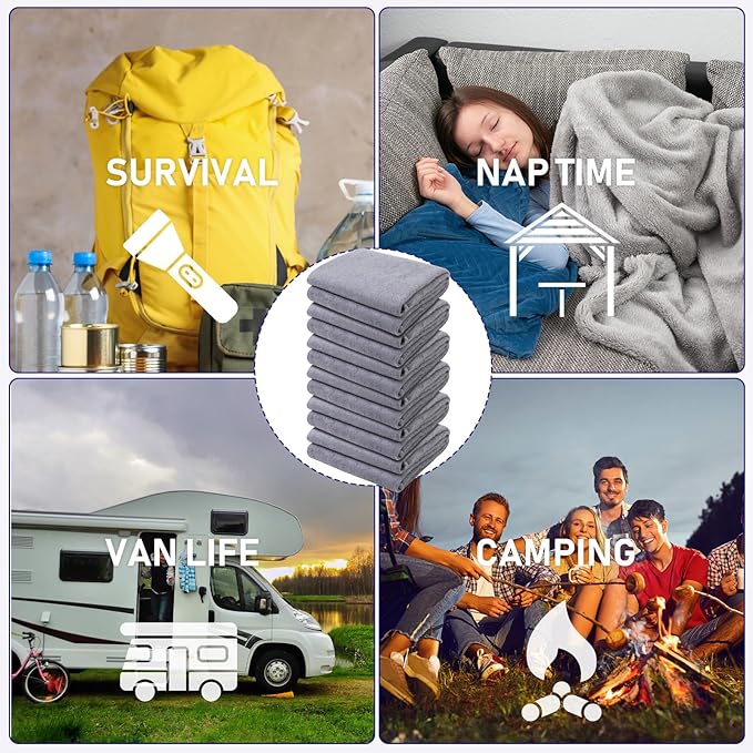 Preboun 6 Pcs First Aid Fire Retardant Blanket Military Blanket 60" x 80" Survival Blanket for