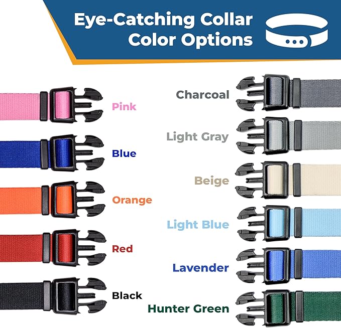 GoTags Personalized Dog Collar, Custom Embroidered with Pet Name and Phone Number in Blue, Black