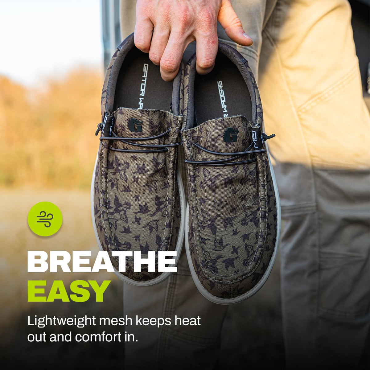 Gator Waders Mens Casual Shoes – Men's Loafers & Slip-Ons Camp Shoes with No-Tie Laces -Arch