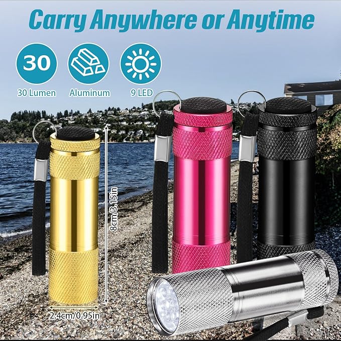 VIHOSE 20 Pcs Mini Flashlights Bulk, Bright Aluminum Handheld Flash Light with Lanyard Small LED