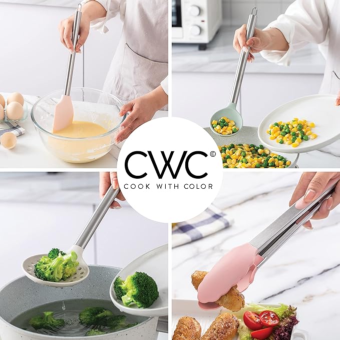 COOK WITH COLOR Silicone Cooking Utensils, Kitchen Utensil Set, Easy to Clean Silicone Kitchen